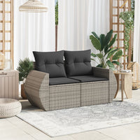 Thumbnail for Gartensofa 2-Sitzer mit Kissen Grau Poly Rattan
