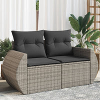 Thumbnail for Gartensofa 2-Sitzer mit Kissen Grau Poly Rattan