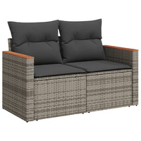 Thumbnail for Gartensofa 2-Sitzer mit Kissen Grau Poly Rattan