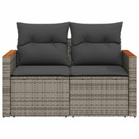 Thumbnail for Gartensofa 2-Sitzer mit Kissen Grau Poly Rattan