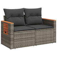 Thumbnail for Gartensofa 2-Sitzer mit Kissen Grau Poly Rattan