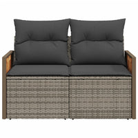 Thumbnail for Gartensofa 2-Sitzer mit Kissen Grau Poly Rattan
