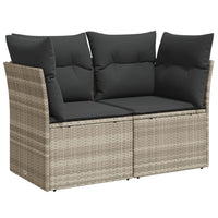 Thumbnail for Gartensofa mit Kissen 2-Sitzer Hellgrau Poly Rattan
