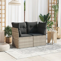 Thumbnail for Gartensofa mit Kissen 2-Sitzer Hellgrau Poly Rattan