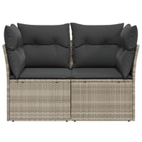 Thumbnail for Gartensofa mit Kissen 2-Sitzer Hellgrau Poly Rattan