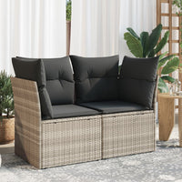 Thumbnail for Gartensofa mit Kissen 2-Sitzer Hellgrau Poly Rattan