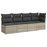 Thumbnail for Gartensofa mit Kissen 4-Sitzer Hellgrau Poly Rattan