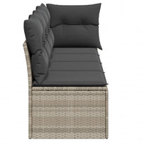 Thumbnail for Gartensofa mit Kissen 4-Sitzer Hellgrau Poly Rattan