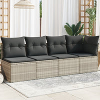 Thumbnail for Gartensofa mit Kissen 4-Sitzer Hellgrau Poly Rattan