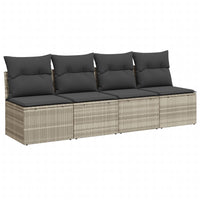 Thumbnail for Gartensofa mit Kissen 4-Sitzer Hellgrau Poly Rattan