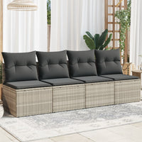 Thumbnail for Gartensofa mit Kissen 4-Sitzer Hellgrau Poly Rattan