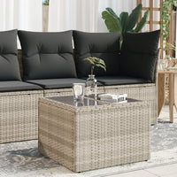 Thumbnail for Gartentisch mit Glasplatte Hellgrau 55x55x37 cm Poly Rattan