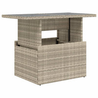 Thumbnail for Gartentisch mit Glasplatte Hellgrau 100x55x73 cm Poly Rattan