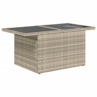 Thumbnail for Gartentisch mit Glasplatte Hellgrau 100x55x73 cm Poly Rattan