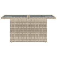 Thumbnail for Gartentisch mit Glasplatte Hellgrau 100x55x73 cm Poly Rattan
