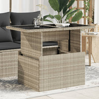 Thumbnail for Gartentisch mit Glasplatte Hellgrau 100x55x73 cm Poly Rattan