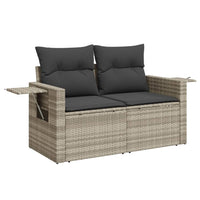 Thumbnail for Gartensofa mit Kissen 2-Sitzer Hellgrau Poly Rattan