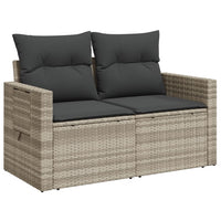 Thumbnail for Gartensofa mit Kissen 2-Sitzer Hellgrau Poly Rattan