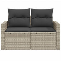 Thumbnail for Gartensofa mit Kissen 2-Sitzer Hellgrau Poly Rattan
