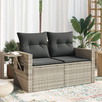 Thumbnail for Gartensofa mit Kissen 2-Sitzer Hellgrau Poly Rattan
