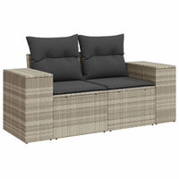 Thumbnail for Gartensofa mit Kissen 2-Sitzer Hellgrau Poly Rattan