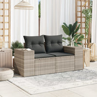 Thumbnail for Gartensofa mit Kissen 2-Sitzer Hellgrau Poly Rattan