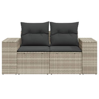 Thumbnail for Gartensofa mit Kissen 2-Sitzer Hellgrau Poly Rattan