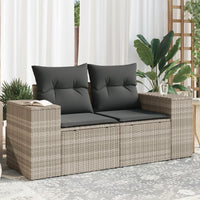 Thumbnail for Gartensofa mit Kissen 2-Sitzer Hellgrau Poly Rattan