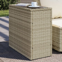 Thumbnail for Garten-Beistelltisch mit Glasplatte 58x27,5x55 cm Poly Rattan