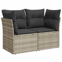 Thumbnail for Gartensofa mit Kissen 2-Sitzer Hellgrau Poly Rattan