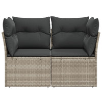 Thumbnail for Gartensofa mit Kissen 2-Sitzer Hellgrau Poly Rattan