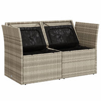 Thumbnail for Gartensofa mit Kissen 2-Sitzer Hellgrau Poly Rattan