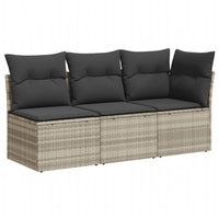 Thumbnail for Gartensofa mit Kissen 3-Sitzer Hellgrau Poly Rattan