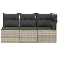 Thumbnail for Gartensofa mit Kissen 3-Sitzer Hellgrau Poly Rattan