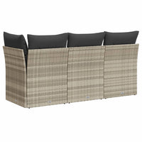 Thumbnail for Gartensofa mit Kissen 3-Sitzer Hellgrau Poly Rattan