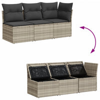 Thumbnail for Gartensofa mit Kissen 3-Sitzer Hellgrau Poly Rattan