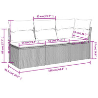 Thumbnail for Gartensofa mit Kissen 3-Sitzer Hellgrau Poly Rattan