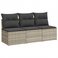 Thumbnail for Gartensofa mit Kissen 3-Sitzer Hellgrau Poly Rattan