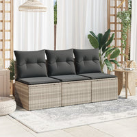Thumbnail for Gartensofa mit Kissen 3-Sitzer Hellgrau Poly Rattan