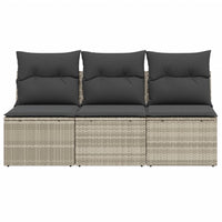 Thumbnail for Gartensofa mit Kissen 3-Sitzer Hellgrau Poly Rattan
