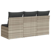 Thumbnail for Gartensofa mit Kissen 3-Sitzer Hellgrau Poly Rattan