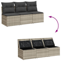 Thumbnail for Gartensofa mit Kissen 3-Sitzer Hellgrau Poly Rattan