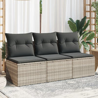 Thumbnail for Gartensofa mit Kissen 3-Sitzer Hellgrau Poly Rattan
