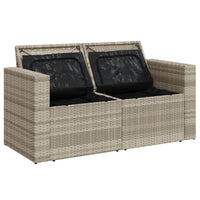Thumbnail for Gartensofa mit Kissen 2-Sitzer Hellgrau Poly Rattan