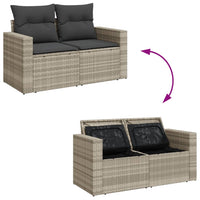 Thumbnail for Gartensofa mit Kissen 2-Sitzer Hellgrau Poly Rattan