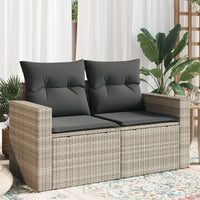 Thumbnail for Gartensofa mit Kissen 2-Sitzer Hellgrau Poly Rattan