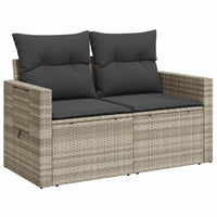 Thumbnail for Gartensofa mit Kissen 2-Sitzer Hellgrau Poly Rattan