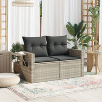 Thumbnail for Gartensofa mit Kissen 2-Sitzer Hellgrau Poly Rattan
