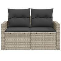 Thumbnail for Gartensofa mit Kissen 2-Sitzer Hellgrau Poly Rattan