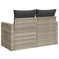 Thumbnail for Gartensofa mit Kissen 2-Sitzer Hellgrau Poly Rattan